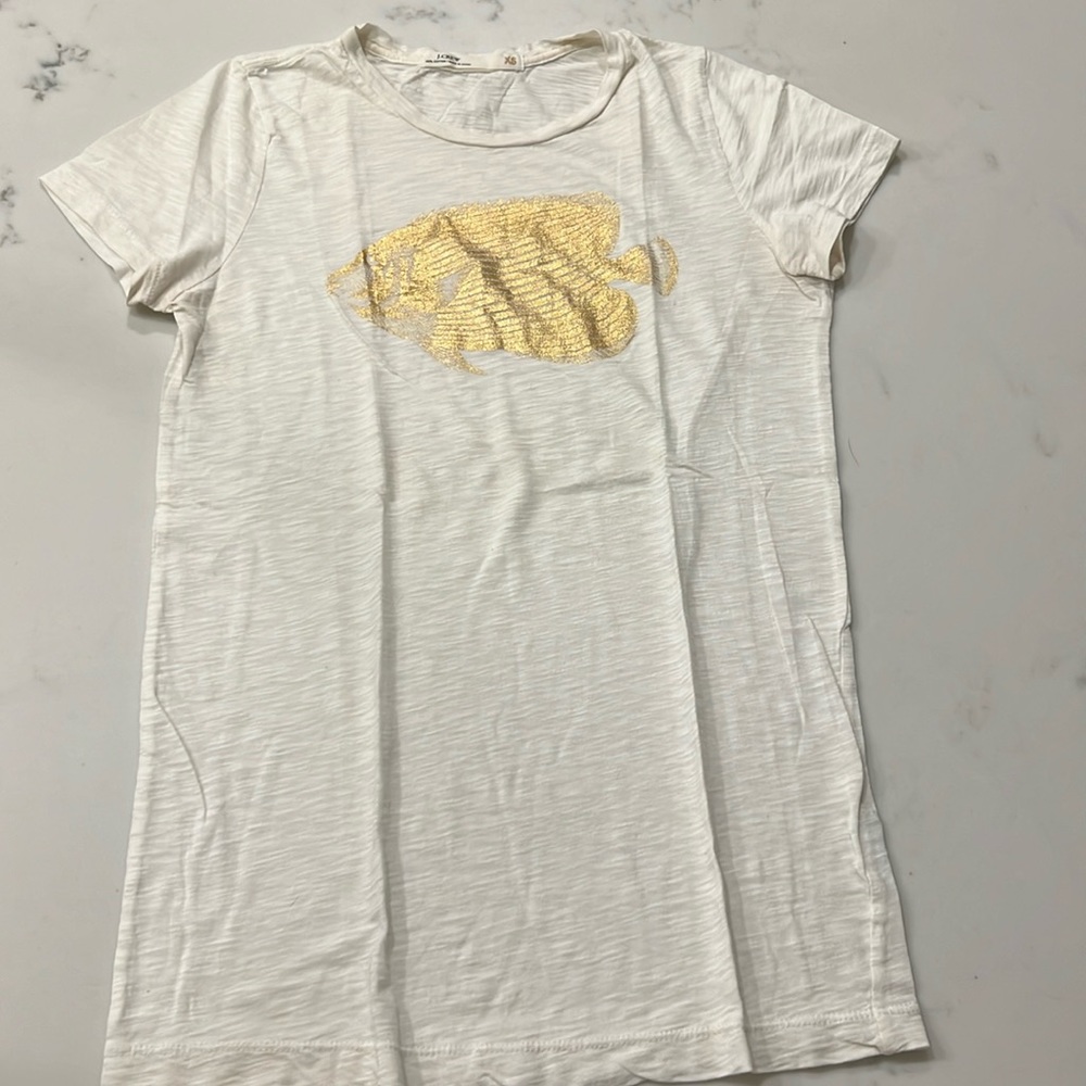 J. Crew Graphic Tissue Tee // Metallic Fish